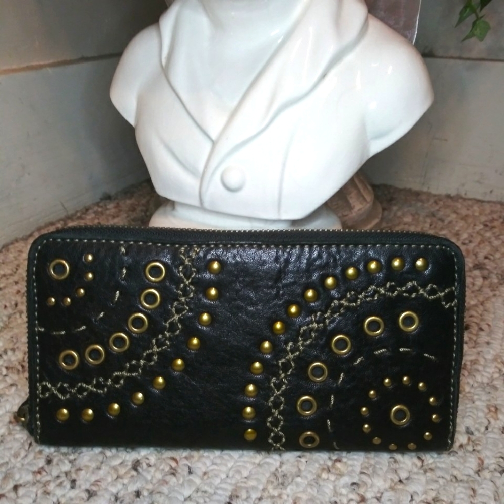 Black Studded Women's Wallet